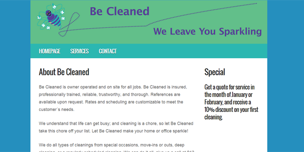 Be Cleaned Homepage